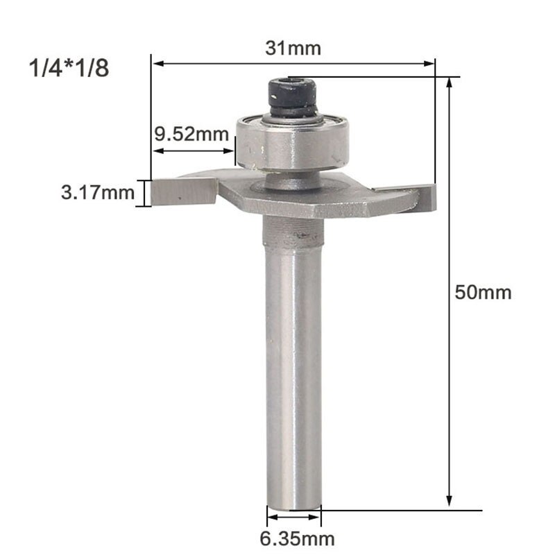 1Pc 1/4 "6.35Mm Schacht Frees Houtsnijwerk T-Type Biscuit Gezamenlijke Slot Cutter Voegwerk Steken router Bit Cutter Werken: 02