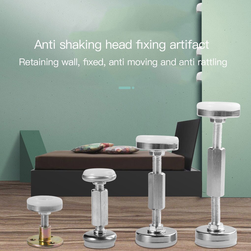 2pcs Adjustable Threaded Bed Frame Anti-shake Tools Telescopic Support Wall Bracket Bed Frame Accessory With Felt Pad