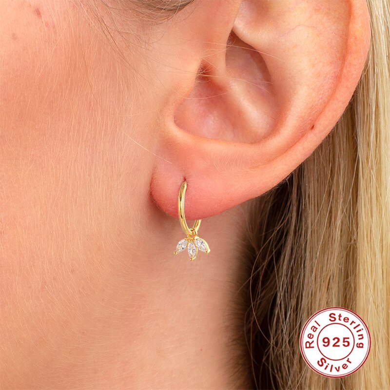 Roxi Hart Hoepel Oorbellen Voor Vrouwen Dangle Hart Clover Geometry Earring 925 Sterling Zilver Huggie Oorbellen Pendientes Plata 925