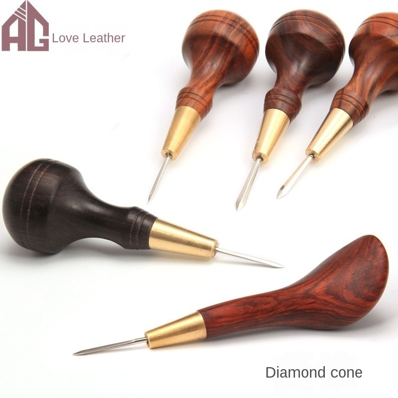 Handgemaakte lederwaren diy sandelhout diamanten priem palissander diamanten kegel leren priem diamanten kegel diamanten hakkegel