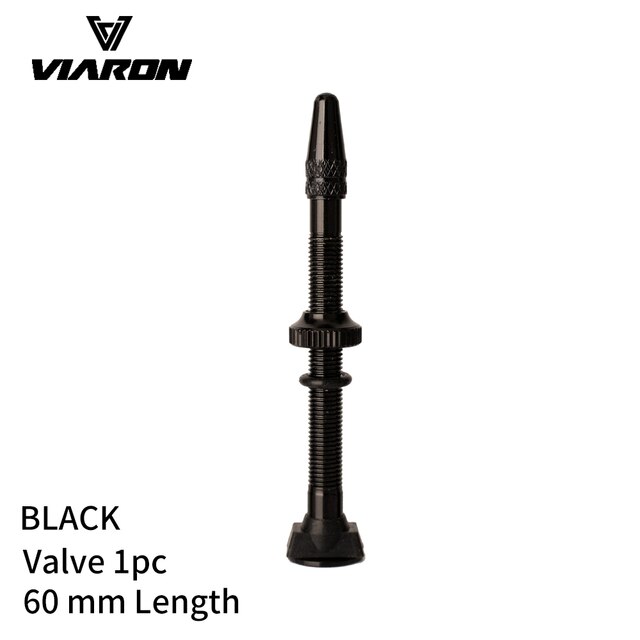 VIARON 2PCS 40/60mm Fahrrad F/V prasta Tubeless Reifen Ventil Rennrad MTB Reifen Luft ventil Legierung Ventil Kappe Für fahrrad Teile: 60mm black 1pc