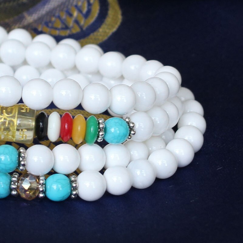 White shell material 108 beads necklace