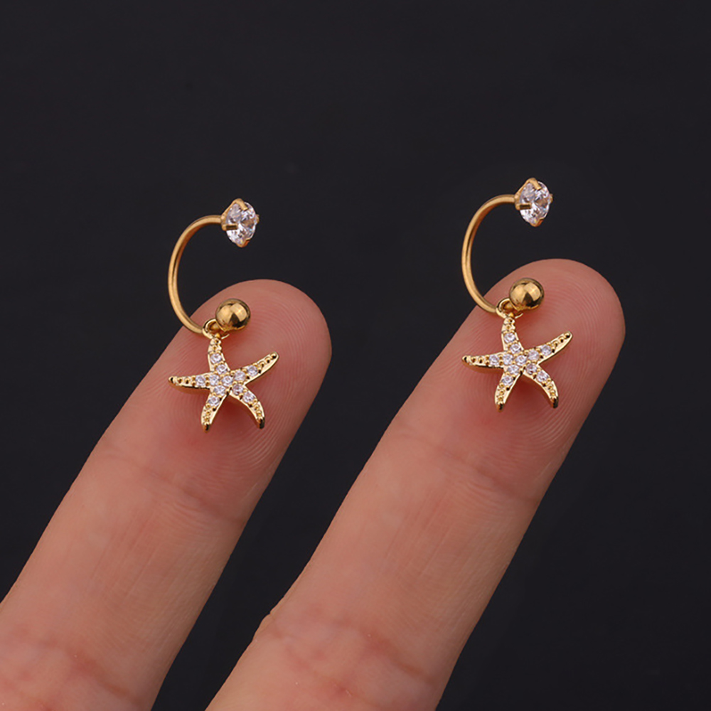 2 STUKS Rvs Star Crystal CZ Oorstekers Oorbellen Vrouwen Zilver Kleur Tragus Kraakbeen Helix Piercing Sieraden: Rose Goud Kleur