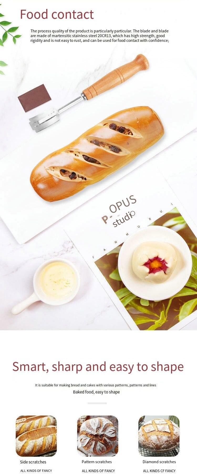 Bread Bakers Cutter Cutting Tool Bread Lame Dough Scoring Blade Tools Making Razor Cutter Curved Knife With Leather Protective