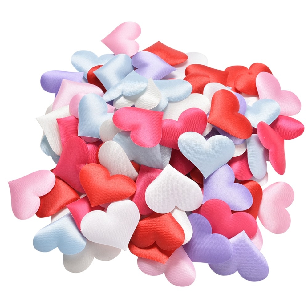 100 stk / pakke 35mm x 30mm stof hjerteformede konfetti bryllup kaste kronblade romantiske bryllupsdekorationer