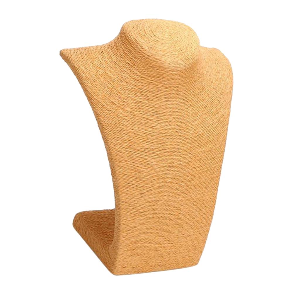 Simple Necklace Pendant Display Bust Mannequin Stand Holder Rack, Linen, Stable, 3 Sizes/6 Color: Yellow L