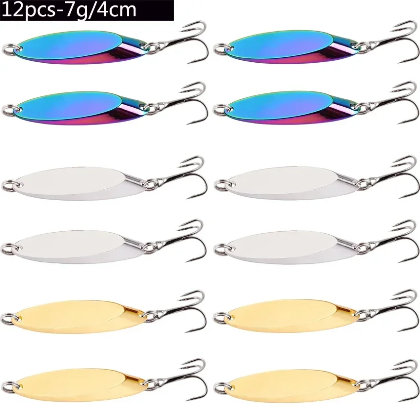 12 pçs 1.5g-60g metal afundando iscas de pesca colher jigging isca artificial duro truta baixo mar isca de pesca de água salgada