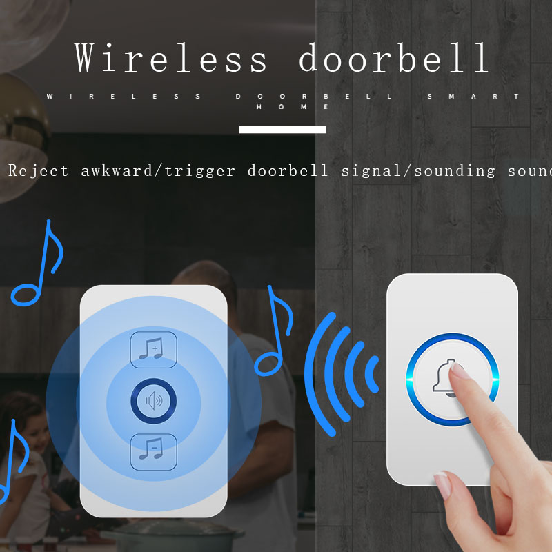Bcsongben wireless waterproof doorbell 1 button 1 receiver 300M remote control smart home hotel wireless door ring US plug