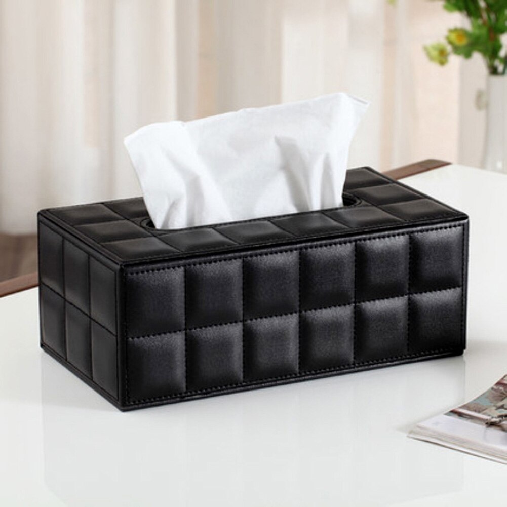 Boîte à mouchoirs cuir de vache noir / blanc Boîte à mouchoirs cuir de vache noir / blanc