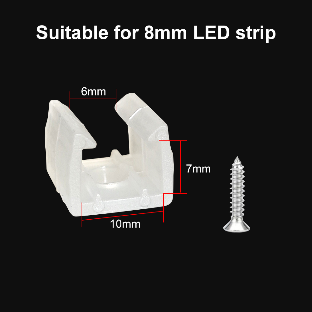 6mm 8mm 12mm 15mm LED Strip Fix Clips Holder Connector Accessories With Screws For 2835 Neon Light Fixing Flexible COB Buckle: Dark Grey / 10-19Pcs