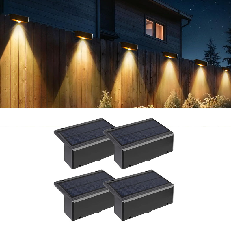 LED-wandlampen op zonne-energie Buiten draadloze lampen op zonne-energie IP65 Waterdicht zonne-heklicht Decoratief voor tuin Balkon Yard: Zonnig Geel