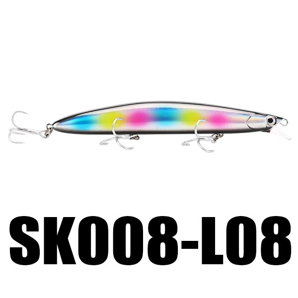SeaKnight Brand SK008 Series 8PCS/Lot Minnow Fishing Lures 20g 125mm 0.3~0.9M Artificial Hard Bait 3D Eyes 3 Hooks Fishing Lure: 8 Pieces Color L08