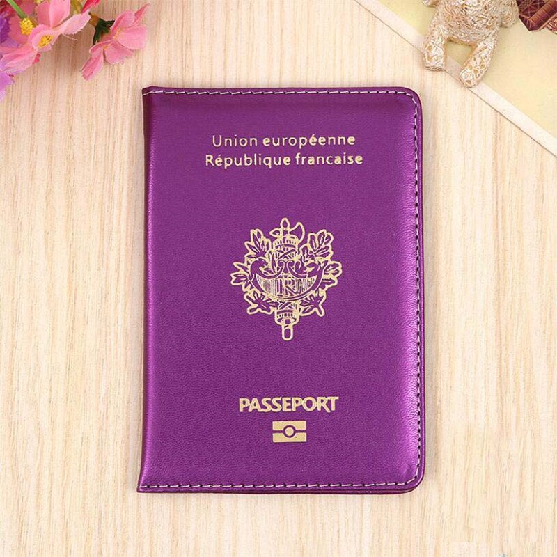 Étui de Passeport français, couverture de Passeport, édition originale, étui de voyage, porte-cartes: Purple