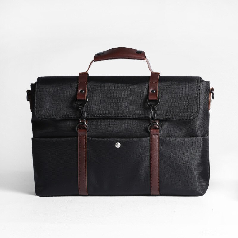 Vanntette menn forretningskofferter mannlig crossbody skulderveske nylon laptop messenger bags enkle reise uformelle håndvesker  xa636zc: Svart