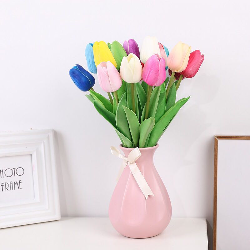 1PC PU Latex Tulips Artificial Flowers Bouquet Real Touch Tulip Artificiales Para Decora Mini for Home Wedding Decoration Flower