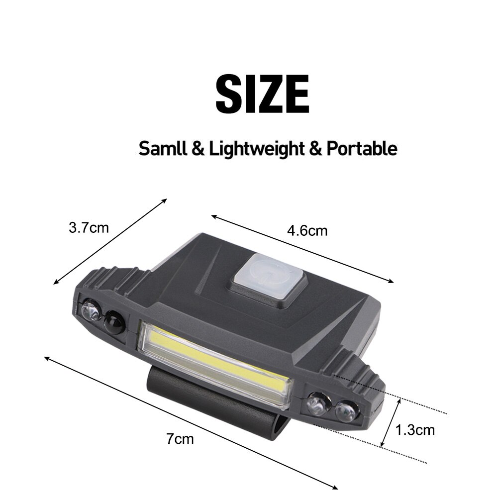 Sanyi COB détecteur de mouvement LED phare bouchon lumière 90 degrés rotatif Clip-on chapeau lampe Induction lampe frontale lanterne batterie intégrée