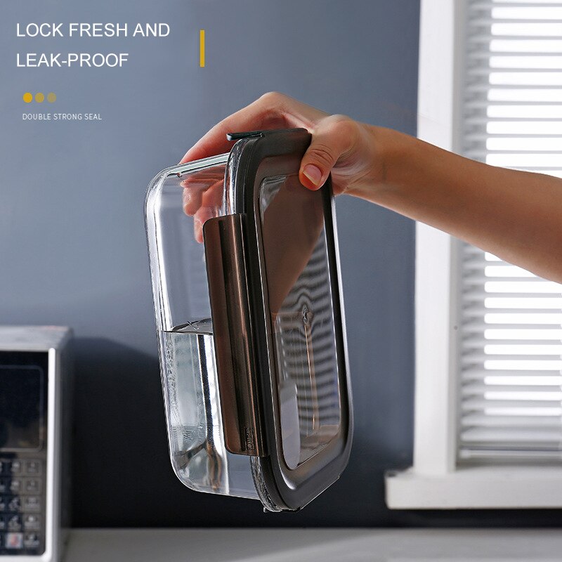 Glass Food Storage Container Microwave Oven Heating Fresh-Keeping Insulation Lunch Box With Cover Refrigerator Storage Box