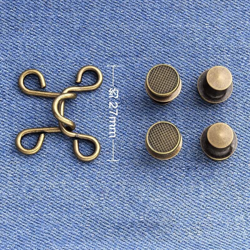 Bouton de Rivet amovible en métal, crochets à vêtement, jean, réglage de la taille, boucle Invisible, bricolage, 27mm 32mm: bronze 27mm