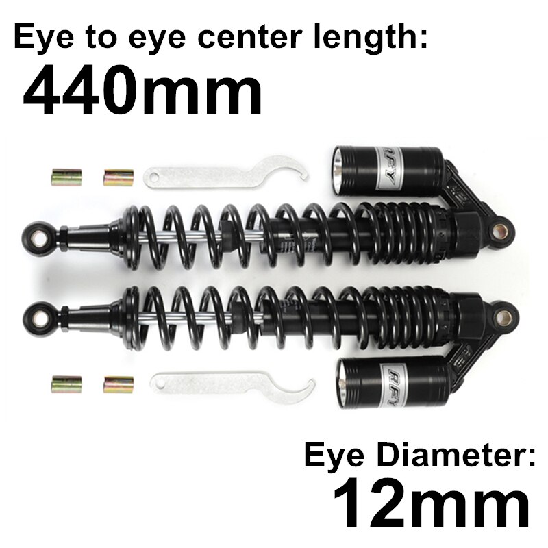 Amortiguador para moto, suspensión trasera, ATV, Quad Scooter, Motor de bicicleta tierra D30, negro, 280mm, 320mm, 360mm, 380mm, 440mm