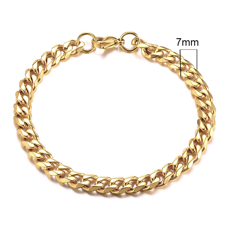 Vnox Heren Eenvoudige 3-11mm RVS Curb Cubaanse Link Chain Armbanden voor Vrouwen Unisex Pols Sieraden: 21cm / Antique Copper Plated