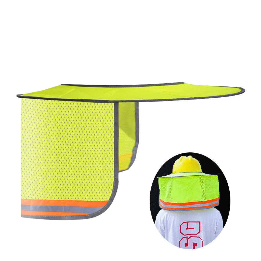 Capacete de segurança Chapéu Pescoço Amarelo Escudo Capacete Sol Sombra Reflective sombrinha chapéu Tarja chapéu Duro respirável elástica # R10: A