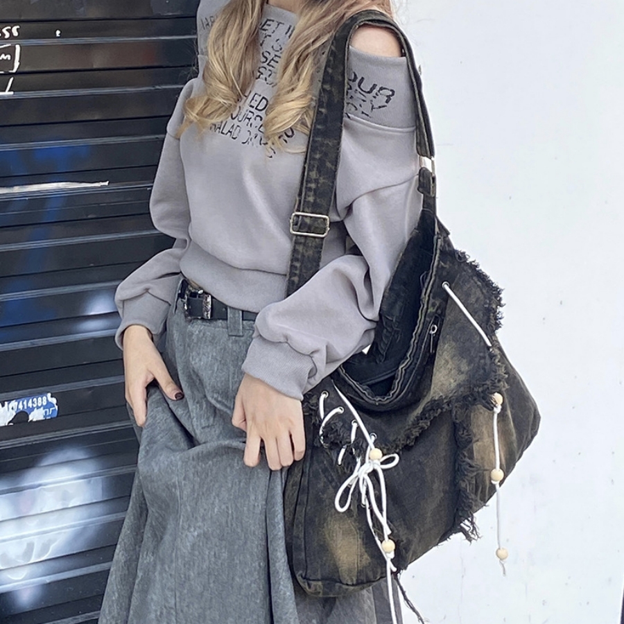 Y2k koreanska harajuku gotiska hobo jeansväskor estetiska vintageväskor damhandväskor crossbody messenger tote peddler axelväskor