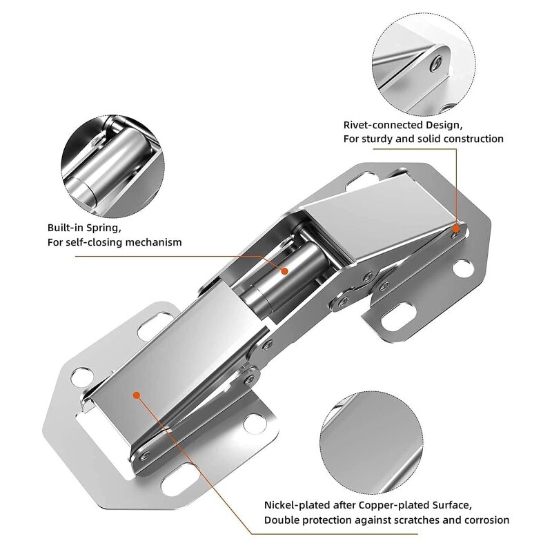 3 Inch Kast Hoek Hydraulische Scharnier 90 Graden No-Boren Gat Kast Deur Soft Close Scharnieren 4 Inch Meubels scharnier