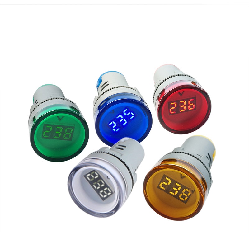 AD16 Ac 50-600V Voltage Voltmeter Indicator Signal Light 22Mm Led Digitale Display Rood Geel Groen Wit blauw