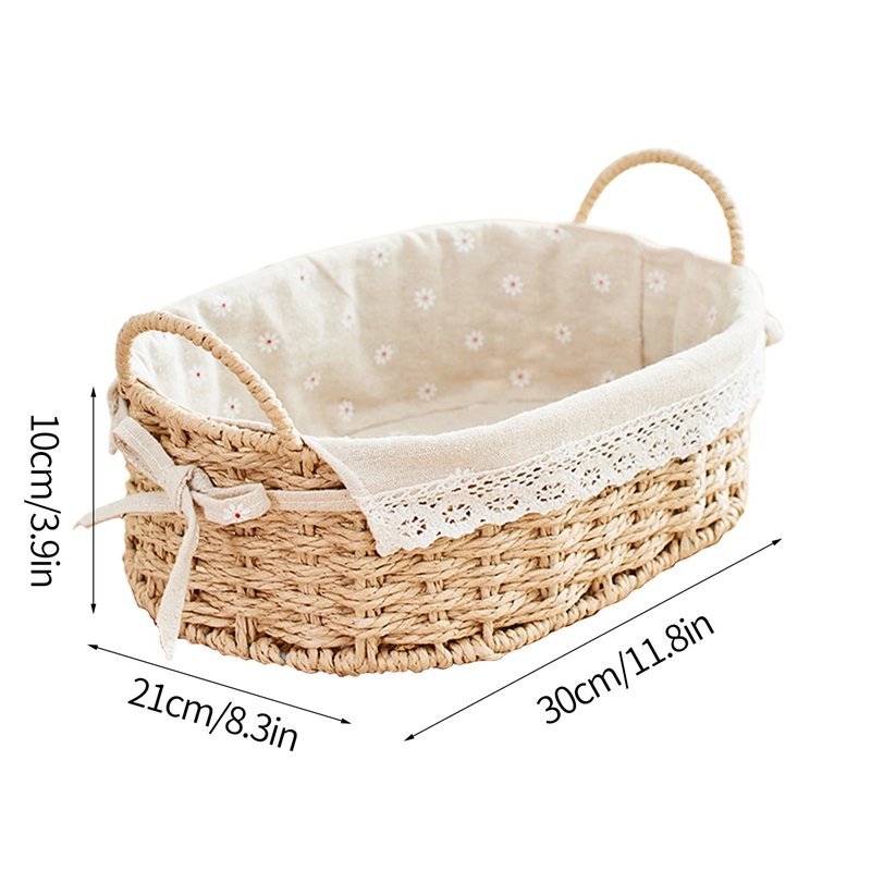 Geweven opbergmanden Rieten mand voor Keukenorganizer Badkamer Organiserende manden Desktop Organizer Container: WHITE