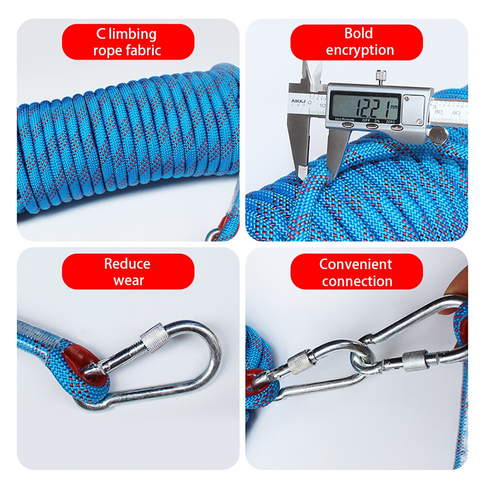 12mm Diameter Climbing Rope Outdoor Hiking Auxiliary Rope High Strength Rope 20M Outdoor Climbing Rope