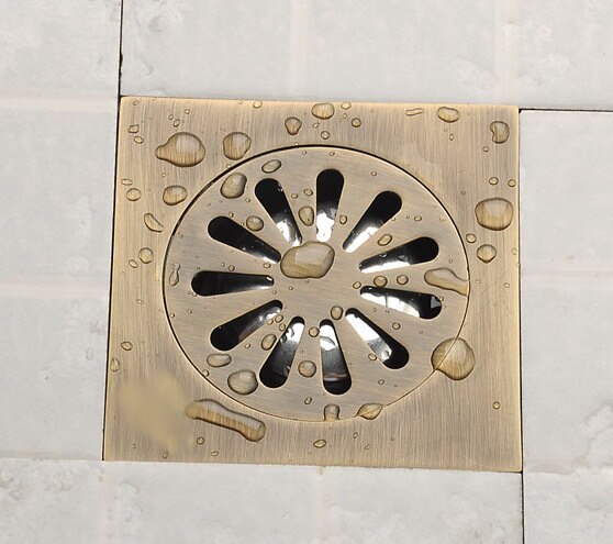 Grille de vidange en laiton Antique de 3.9 "| Drain carré de sol, douche de salle de bains, déchets de lavage, grille de vidange, ahr002