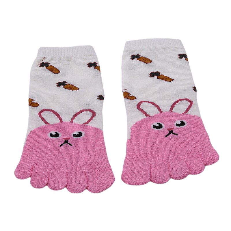noël nouvel an Kawaii enfants chaussettes coton Animal 3-12 ans garçons filles chaussettes orteil chaussettes pour enfants cinq doigts chaussette: Pink rabbit / 7-12 year old