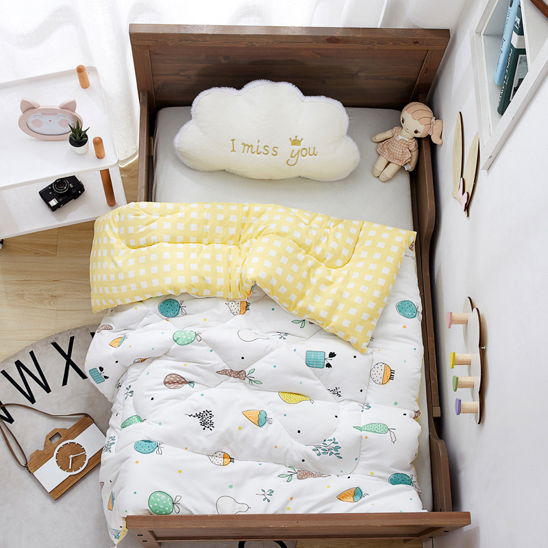 Baby Bed Quilt 120*150cm Toddler Bedding Sleeping Comfy Warm Blanket Kindergarten Boys Girl Cotton Blanket With Padding Core: Fruit and Vegetable