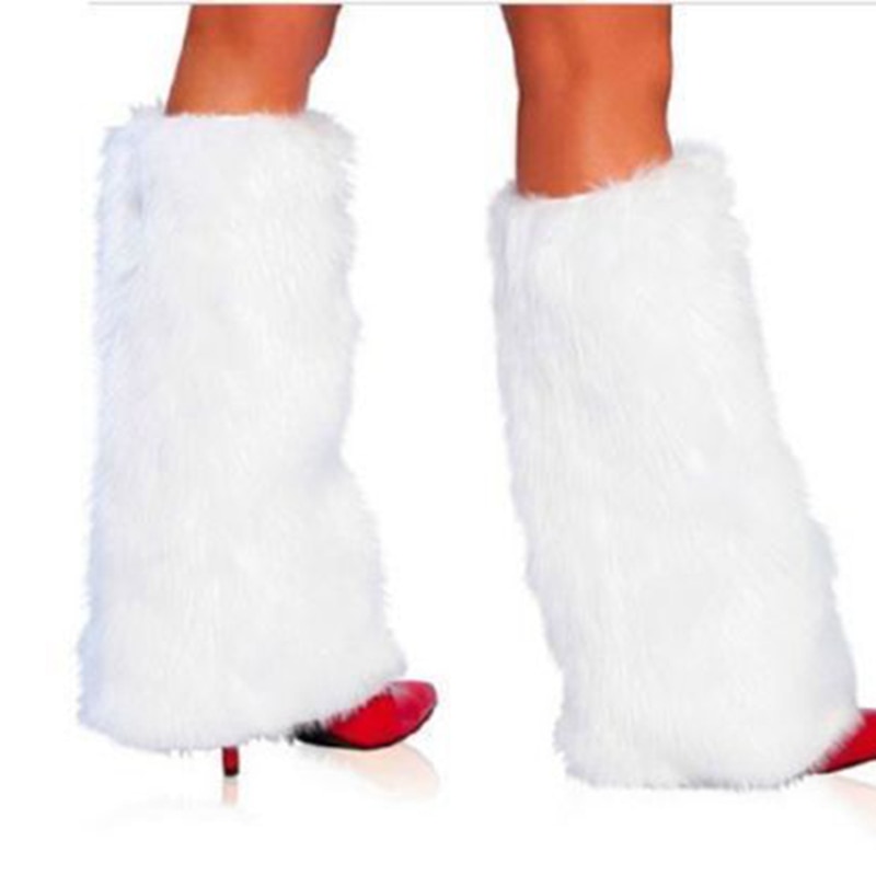 3Color Sexy Faux Fur Leg Warmers Rave Fluffies Lady Boot Cover Santa Christmas