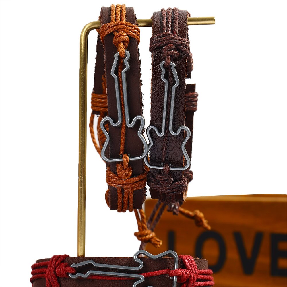 modisch Leder Armbänder Neue Hand gemacht Legierung Hohl Gitarre Charme Armbänder für Männlich Weiblich Armbänder Schmuck