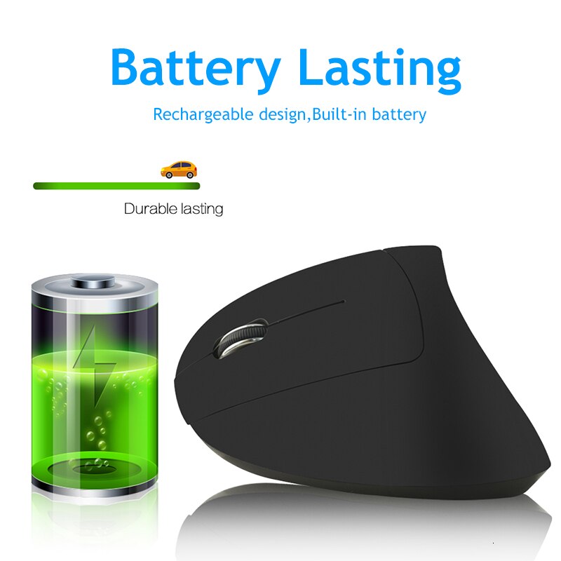Left Hand Vertical Mouse Rechargeable Wireless Ergonomic 800-1200-1600 DPI Optical Wrist Healing For Laptop PC