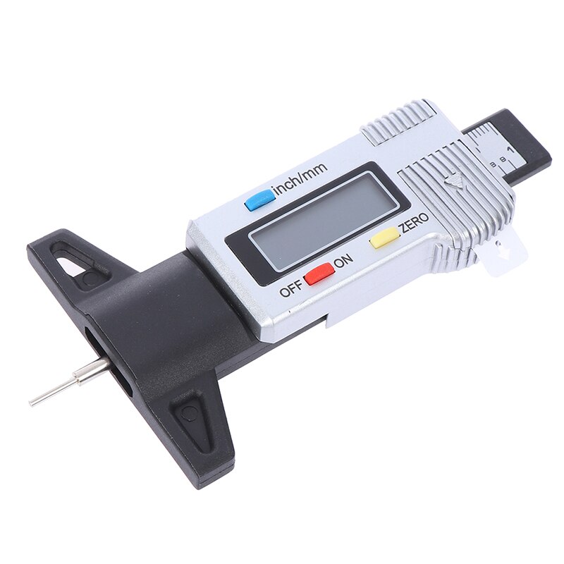 1pc Digital Tread Depth Gauge High Accuracy Tire Thread Tester Gauge Measurer With LCD Display Measuring Gauge: Silver