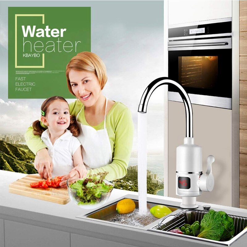 3000w øjeblikkelige tankløse elektriske vandvarmerhane køkken øjeblikkelig opvarmning vandhaner med led digitalt display eu plu
