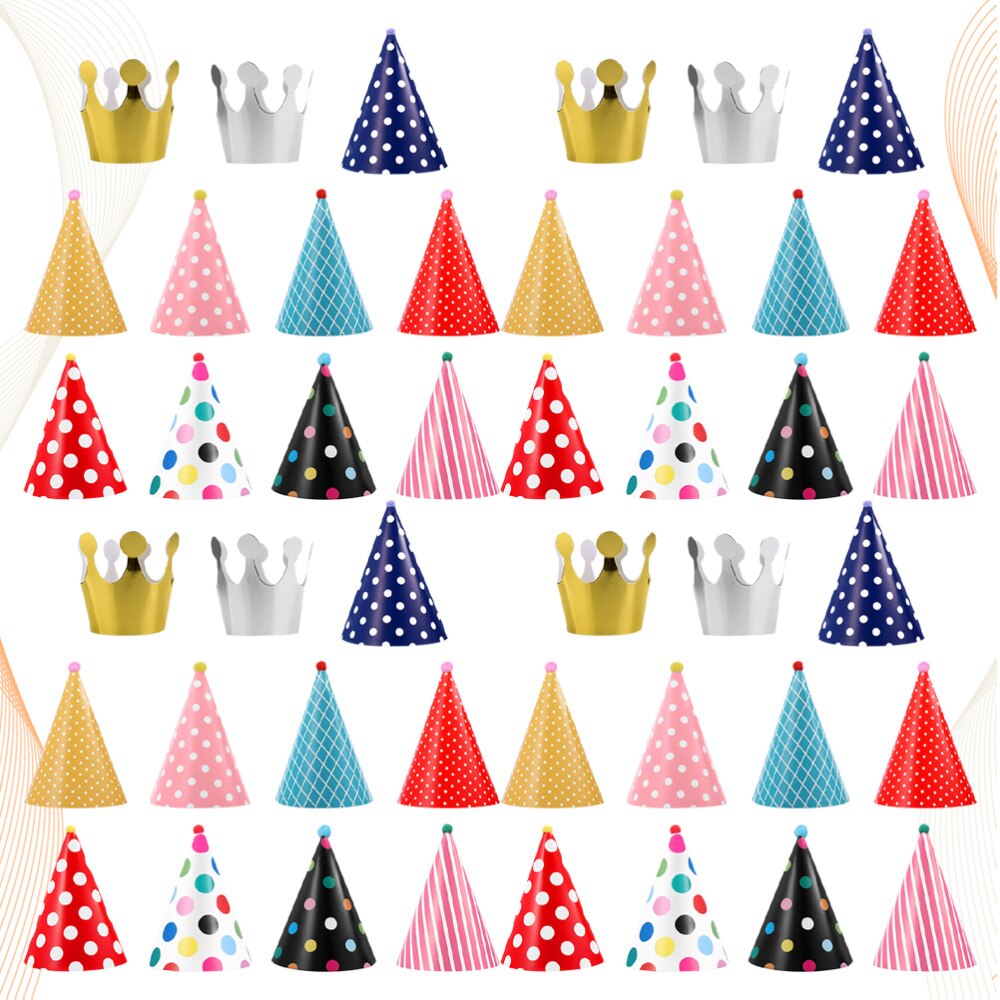 44pcs Chic Birthday Paper Hat Children Photo Props Unique Paper Cap Party Supplies Favors for Kids