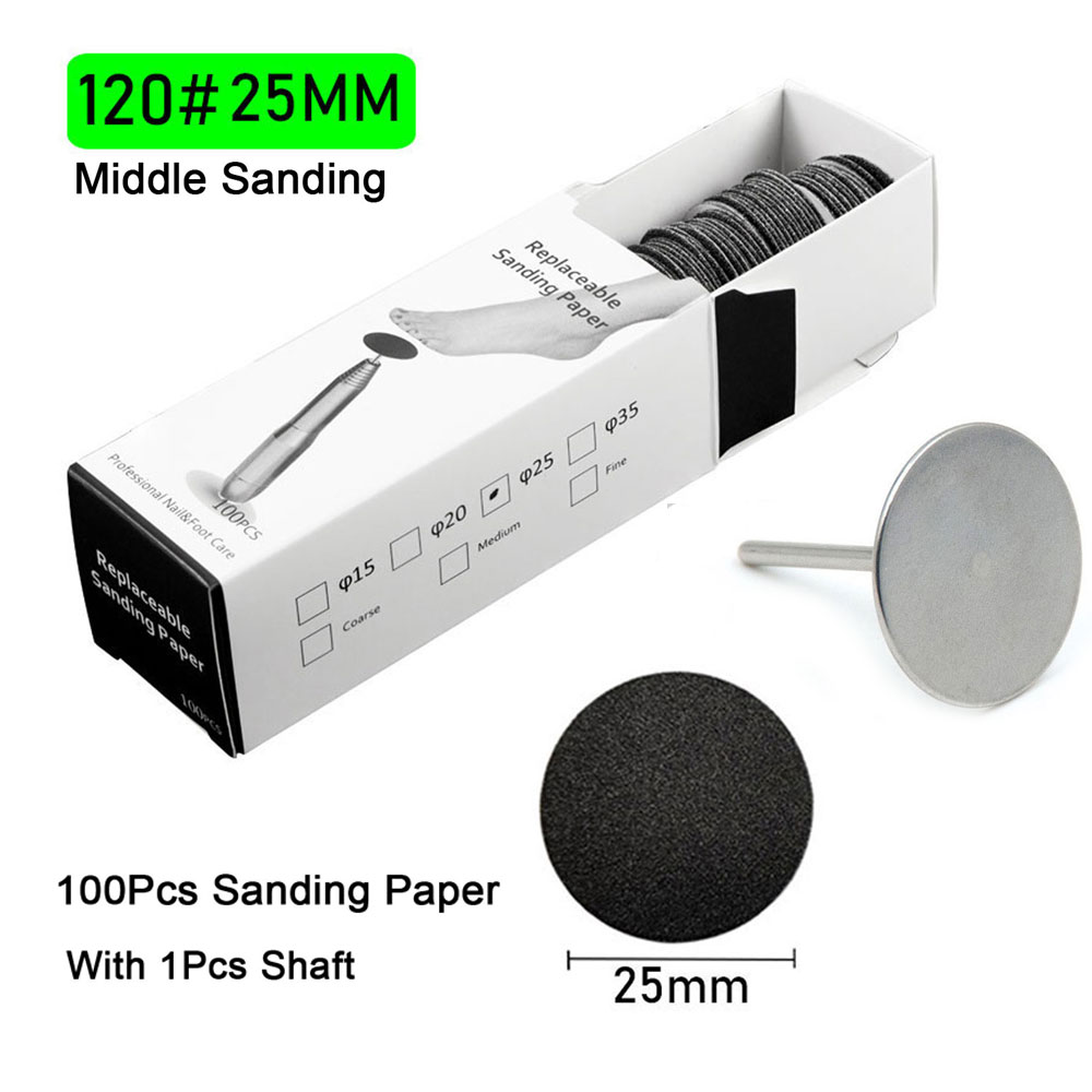 Papel de lija con boquilla de Metal para limas de pies, herramienta para quitar callos de piel muerta, herramienta de pedicura para cutículas, juego de papel de lija, 100 Uds.: Rojo