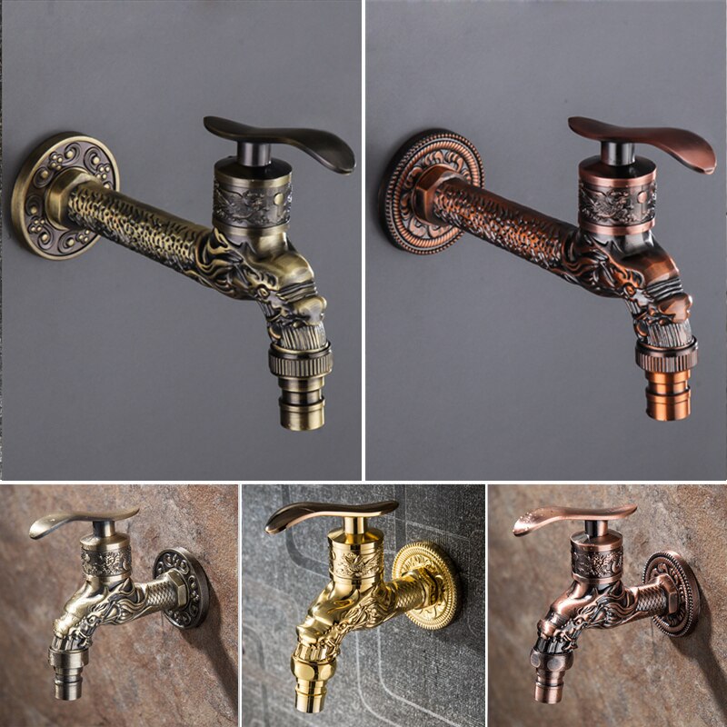 Alargador de aleación de Zinc tallado para montaje en pared, adaptador de grifo de riego, Grifo para jardín antiguo