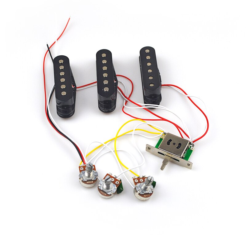SSS SSH HH Electric Guitar Pickup Wiring Harness Prewired 5-way Switch 2T1V for ST Electric Guitar Black White Guitar Parts: SSS Black