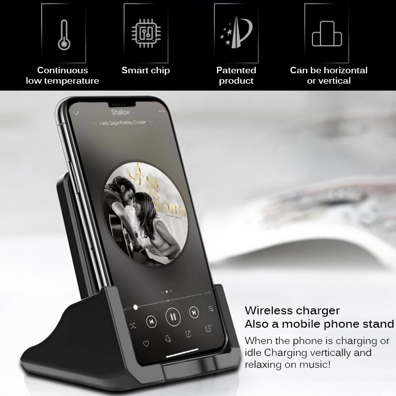 Qi Wireless Charger Fast Desktop Wirless Charging Pad Stand Dock For Samsung Galaxy S10 S1 Huawei 10W Wireless Charging Stand