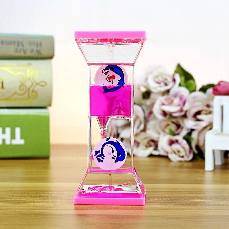 Valentine's Day Double Hourglass Liquid Timer Visual Timer Oil Liquid Motion Hourglass Floating Desk Heart Decoration Acrylic: rose 12x5cm