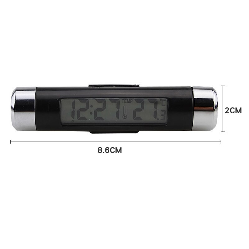2 in 1 auto voertuig lcd digitale achtergrondverlichting auto thermometer klok kalender display auto luchtrooster uitlaat clip-on klok