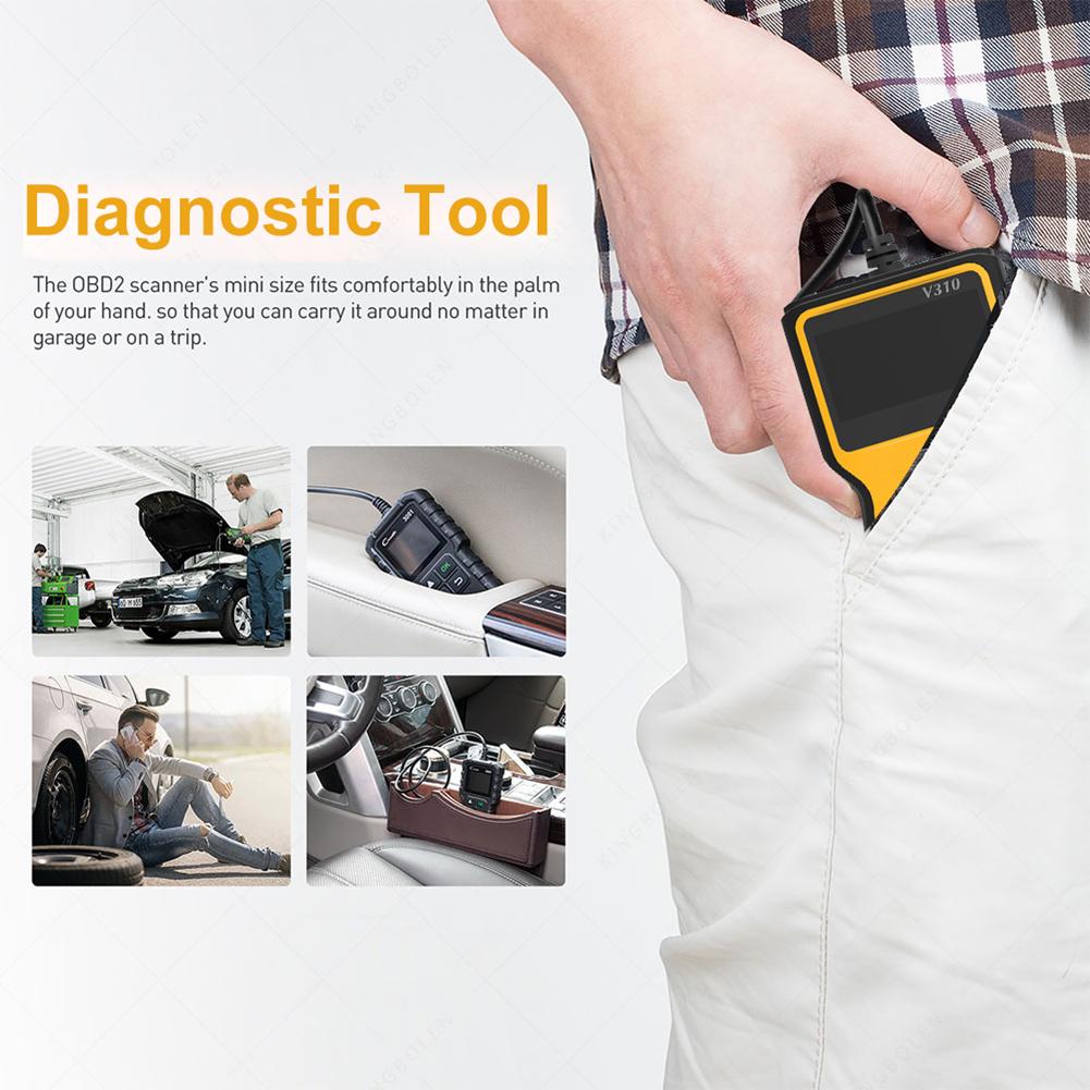 V310 Obd Code Reader OBD2 Scanner Auto Check Engine Fault Diagnostic Tool Automotive Scanner Multi Taal Live Data Lezen Vin