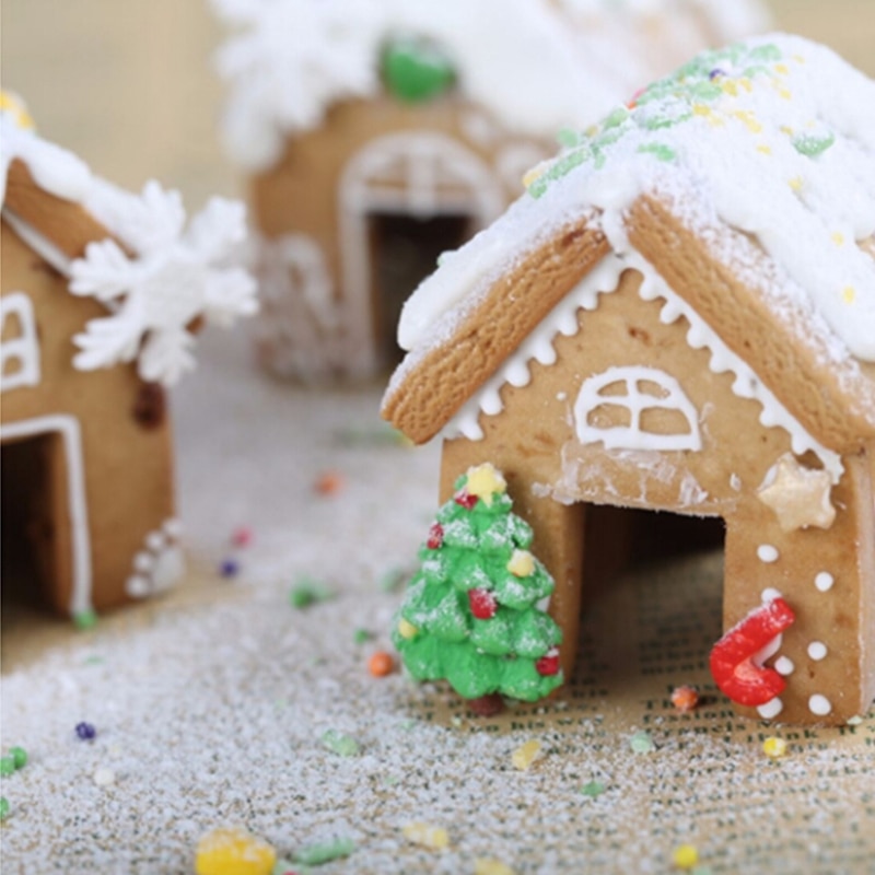3Pcs Kerst Peperkoek Huis Biscuit Cutter Set Rvs Cookie Mould L5YE