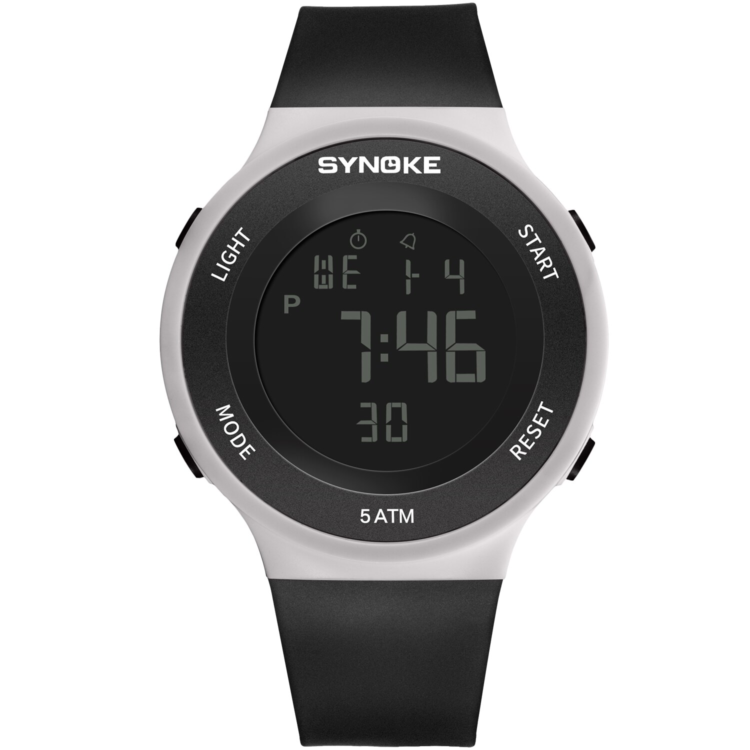 Synoke Horloges Mannen Led Digitale Horloge Man 50M Waterdicht Outdoor Sport Horloges Klok Met Band Relojes Hombre: 9199 Black White