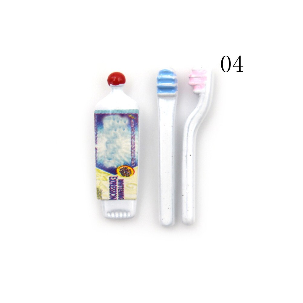 1Set 1:12 Dollhouse Miniature Mini Toothpaste Toothbrush Kitchen Furniture Toy Collectible Miniature Toys: 5