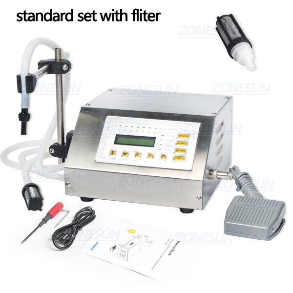 ZONESUN Numerical control liquid filling machine on the English control panel GFK-160 5-3500ml: add 1 filter